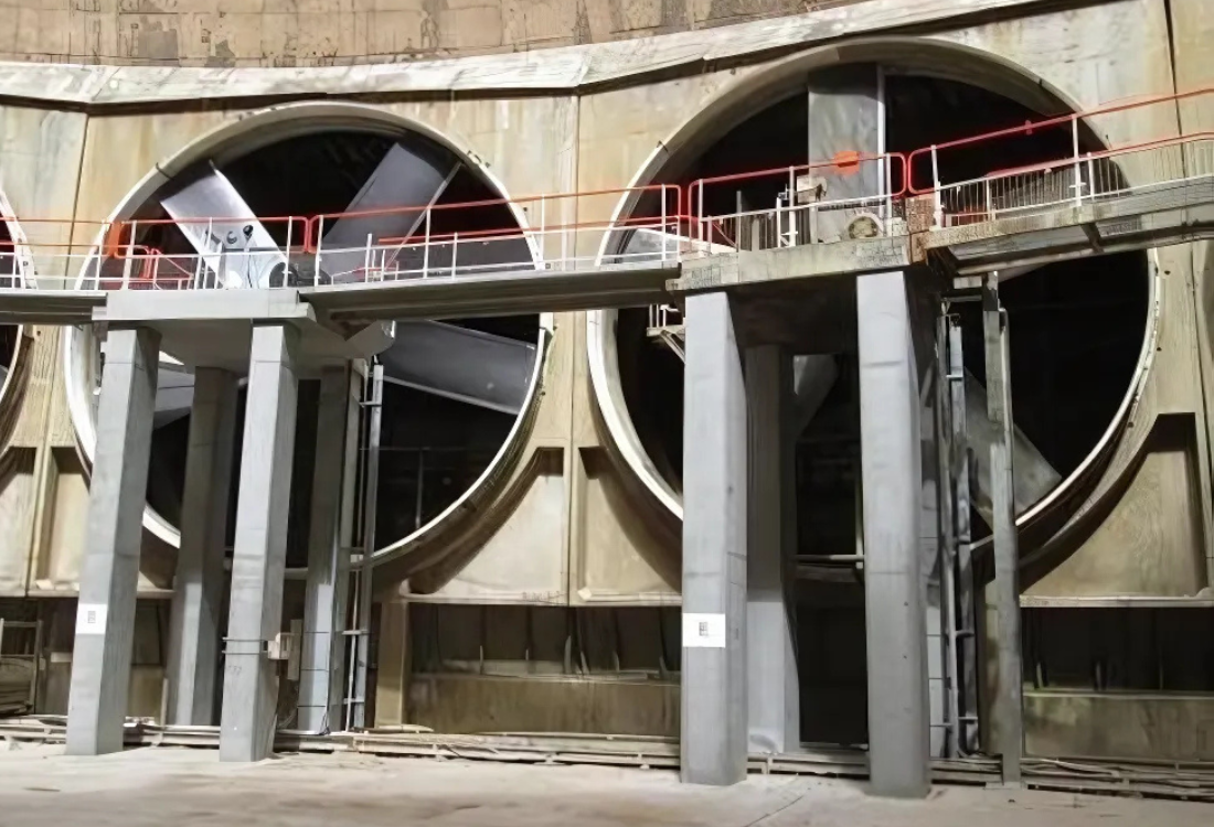 Two cooling tower fans. 