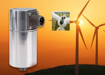 A product image of the low speed vibration sensor that will be used for wind power turbines.