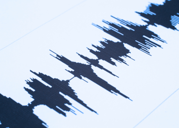 A close up image of seismic sound wave vibrations