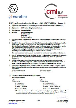 ATEX Certificate for XPR Series Eddy Current Probes (Senturion X Proximity)