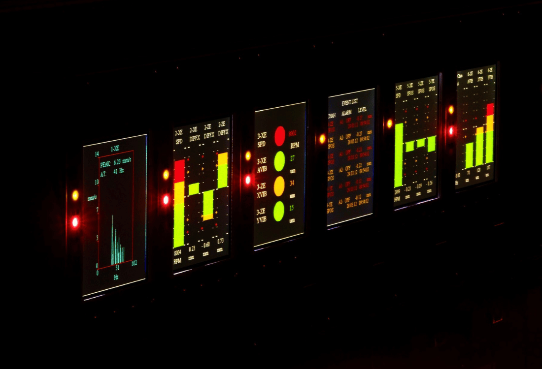 Sentry G3 machinery protection system in operation at night.